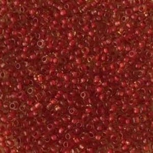 Vintage Italian Micro Seed Beads - Amber/ Red Lined