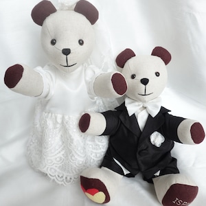 Personalized Wedding Teddy Bears Keepsakes, Handmade Bride and Groom wedding gifts, wedding decor