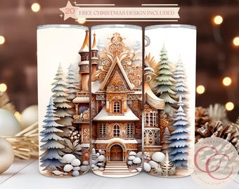Lebkuchenhaus Weihnachten 20 Unzen Skinny Tumbler Sublimation Design Digitaler Download PNG Instant DIGITAL