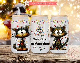 Lustige Weihnachtskatze Tumbler Sublimationsdesign (Digitaler Download)