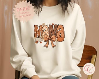 Herbst Mama Kürbis Design: Kokette T-Shirt, Sweatshirt PNG (Digital Download)