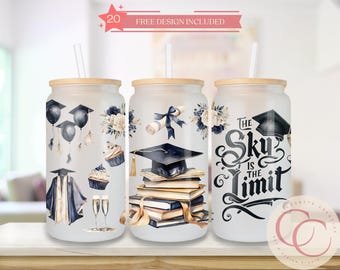 Graduation Tumbler Sublimationsdesign: 16 oz Libbey Glasdose (Digitaler Download)