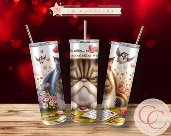 Funny Grumpy Cat Valentine Tumbler Sublimation Design (Digital Download)