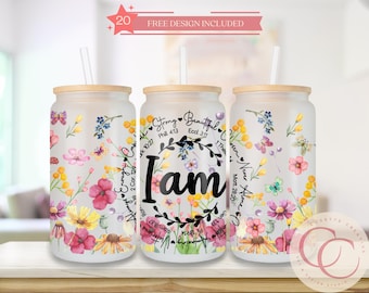 Diseño de sublimación para vaso de vidrio Libbey con versículo bíblico (descarga digital)