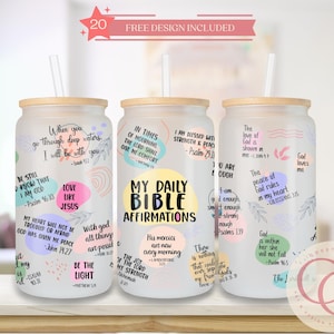 My daily bible affirmations bible verse 16oz Libbey Glass Can Tumbler Sublimation Design Digital Download png Instant DIGITAL ONLY,Glass Jar