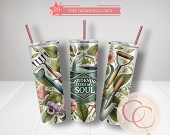 Gardening Feeds My Soul Tumbler Sublimation Design (PNG File)