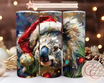 3D Koala Weihnachtsbecher Sublimationsdesign (digitaler Download)