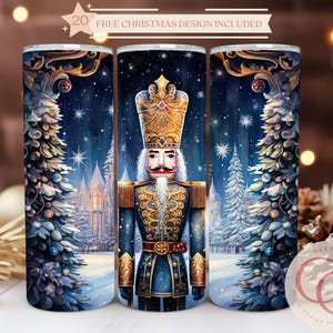 Blue Christmas Nutcracker Tumbler Sublimation Design: 20oz Skinny Tumbler Wrap (Digital Download)