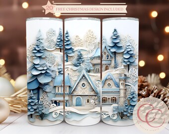 Winter Village Tumbler Sublimations-Design: 20 Unzen Skinny Tumbler (Digitaler Download)