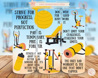Motivational Fitness Tumbler Wrap 20 Unze gerade Sublimationsdesign PNG-Datei nur - Inspirational Tumbler