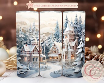 Winter Weihnachtsdorf 20 Unzen Tumbler Sublimation Design (Digitaler Download)