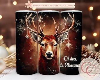Red Deer Hirsch Weihnachtsbecher Sublimationsdesign (Digitaler Download)