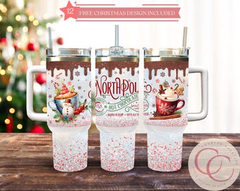 Sublimatieontwerp kerstbeker Northpole: 40 oz, png (digitale download)