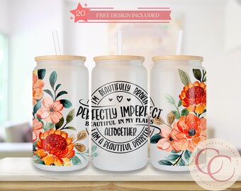 Diseño de sublimación para vaso de vidrio Libbey con versículo bíblico (descarga digital)