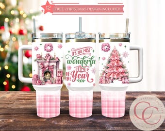 Sublimatieontwerp kerstboom 40 oz beker (digitale download)