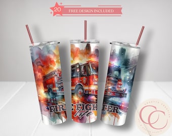 Firefighter Life Occupational Tumbler Wrap 20oz straight sublimation design PNG file only - DIGITAL Download