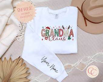 Grandma Claus Personalized Christmas T-shirt Design (Digital Download PNG)