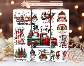 Christmas Greetings Tumbler Sublimation Design (Digital Download)