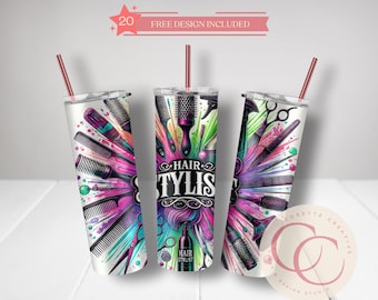 Hair Stylist Tumbler Design: Salon Life, Sublimation PNG (20oz Skinny)