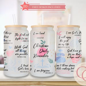 Christian daily reminders Bible verse 16oz Libbey Glass Can Tumbler Sublimation Design Digital Download PNG Instant DIGITAL ONLY, Glass Jar