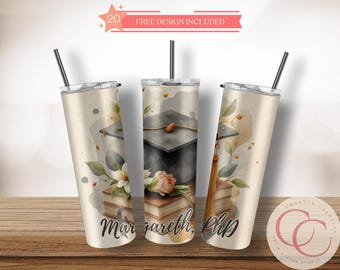 Personalized Graduation Tumbler Design: 20 oz Skinny Tumbler Wrap (Digital Download)