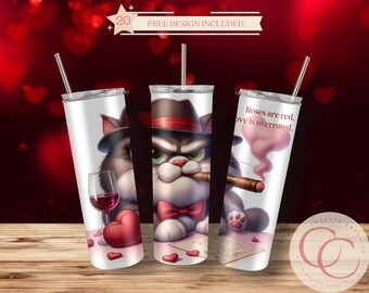 Grumpy Cat Valentine Tumbler Design: Funny Anti-Love PNG (Digital Download)