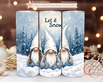 Winter Weihnachtszwerge Becher Sublimationsdesign (Digitaler Download PNG)