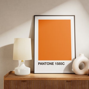 Utskrivbar Pantone-väggkonst | Pantone-färger | Heminredning | Pantone-tryckset | Orange | Pantone 1585C digital färgposter