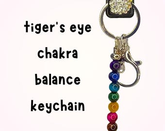 Handmade Chakra Crystal Keychain | Tiger's Eye or Mixed Stones