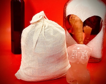 Love Ritual Bath Sachet | Rose Quartz + Dried Jasmine Flower + Vanilla |  Self Care Gift