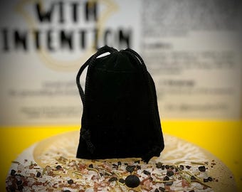 Salt Ward Protection Pouch | Black Salt + Selenite + Tiger’s Eye for Grounding & Energy Shielding