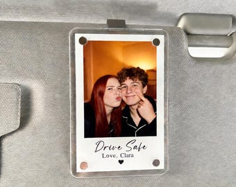 Custom Photo Car Visor Clip for Couples - Romantic Anniversary Gift for Him/Her, Drive Safe Keepsake, Car Photo Frame