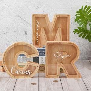 Hucha personalizada con nombre y letras, regalo para guardería infantil, hucha personalizada, hucha infantil, hucha con alfabeto