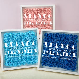 Gepersonaliseerde bloemenhart schaduwdoos voor moeder, fotolijst roos voor moeder, moederdagcadeau, bloemencadeaudoos voor moeder en oma, verjaardagscadeau