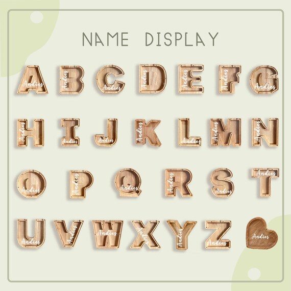 Personalisierte Spardose Aus Holz – Mit Namen, 25 Cm, Geschenk Für Kinder