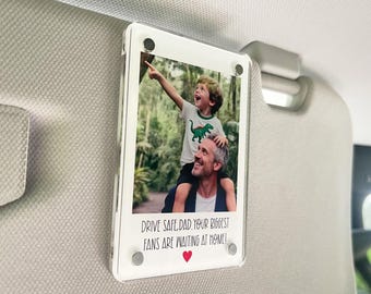 Custom Dad Photo Car Visor Clip, Fathers Day Gift for Dad, Personalized Dad Visor Photo Clip, Drive Safe Daddy Gift, Dad Car Accessories