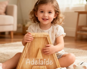 Personalized Wooden Letter Piggy Bank - Custom Name Coin Bank for Kids - Large Alphabet Money Box - Personalized Gift for Children