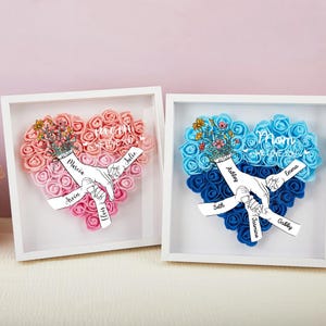 Scatola portaoggetti con fiori per la mamma personalizzata, regalo per la festa della mamma "Tenendosi per mano", cornice con rose personalizzate, cornice con fiori per la nonna