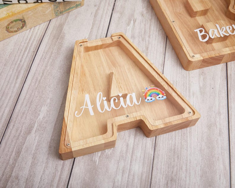 Personalized Letter Piggy Bank,wood Gift for Kids,handmade Wooden
