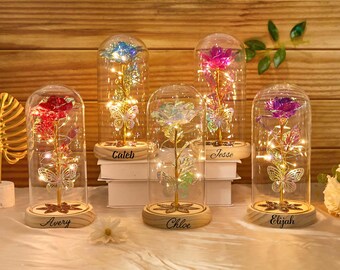 Personalized Galaxy Rose, Beauty and the Beast Rose, Galaxy Rose Flower Gifts,  Valentines Day Gift for Her