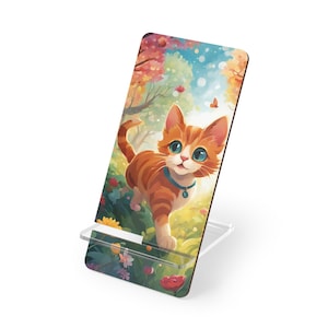 Cute Anime Cat Phone Holder, Cat Phone Stand, Kawaii Kitty Smartphone Mount, Anime Tech Accessory, Gift for Cat Lovers