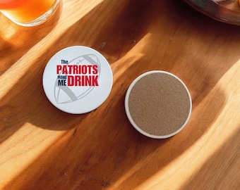New England Patriots keramisk underlägg, Patriots dryckesunderlägg, Patriots fanpresent, Man Cave-dekor, personlig underlägg, inflyttningspresent