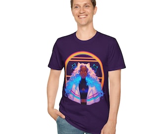 Camiseta Glitch Cat Queen: estilo anime ciberpunk