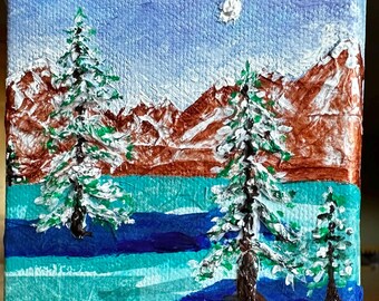 Peace on the Lake- Original mini Acrylic Painting