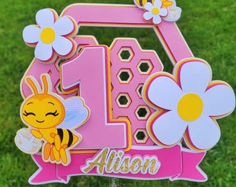 Adorno para tarta personalizado de Abejita Pequeña: Decoración 3D para fiestas