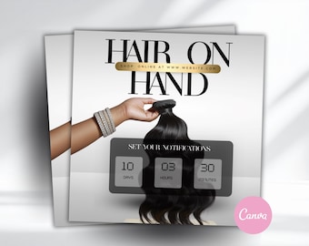 Hair Sale Flyer, Black Friday Countdown, Editable Beauty Template (Canva)