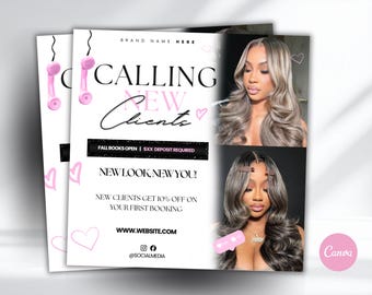 Calling New Clients Booking Flyer | Halloween Hair Flyer Template | Editable Canva Beauty Booking Flyer Template | Hair Flyer | Beauty Flyer