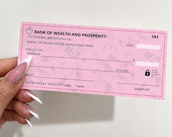 Manifestation Check Editable Canva Template | Pink Dream Life Manifestation check |