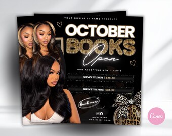 October Beauty Flyer Template | October Bookings Open Beauty Flyer | Lash Booking Editable Canva Template | Hairstylist Autumn Promo