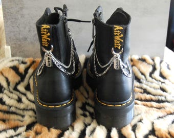 Razor Blade Boot Chains: Sterling Silver-Tone Y2K Goth Punk Jewelry